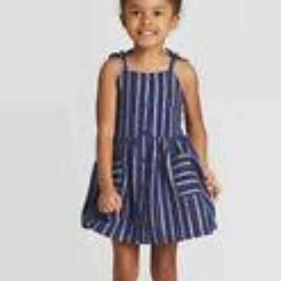 NWT Toddler Cat & Jack™ Tank Top Navy Chambray Dress - Picture 5 of 7
